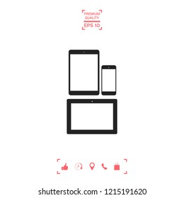 Different modern personal gadgets. Tablet, phone icon