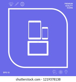 Different modern personal gadgets. Tablet, phone icon