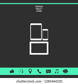 Different modern personal gadgets. Tablet, phone icon