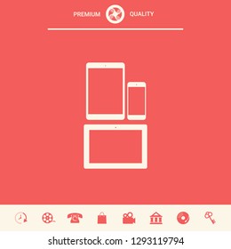 Different modern personal gadgets. Tablet, phone icon