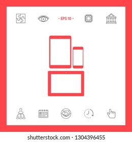 Different modern personal gadgets. Tablet, phone icon