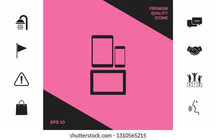 Different modern personal gadgets. Tablet, phone icon