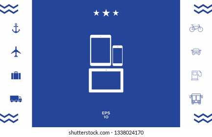 Different modern personal gadgets. Tablet, phone icon