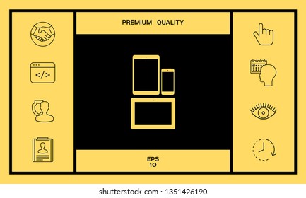 Different modern personal gadgets. Tablet, phone icon