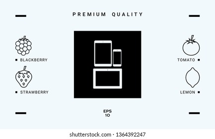 Different modern personal gadgets. Tablet, phone icon