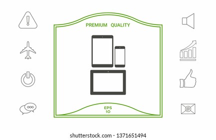 Different modern personal gadgets. Tablet, phone icon