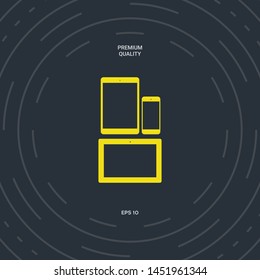 Different modern personal gadgets. Tablet, phone icon