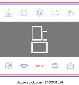 Different modern personal gadgets. Tablet, phone icon