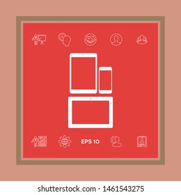 Different modern personal gadgets. Tablet, phone icon