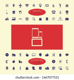 Different modern personal gadgets. Tablet, phone icon