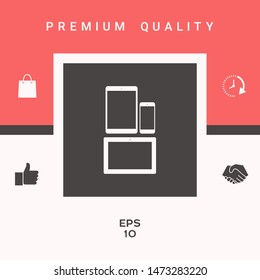 Different modern personal gadgets. Tablet, phone icon