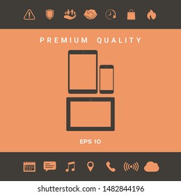 Different modern personal gadgets. Tablet, phone icon