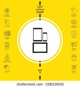 Different modern personal gadgets. Tablet, phone icon