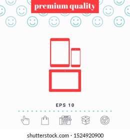 Different modern personal gadgets. Tablet, phone icon