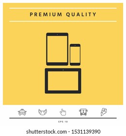Different modern personal gadgets. Tablet, phone icon