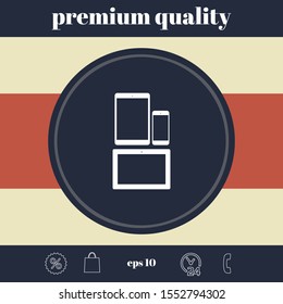 Different modern personal gadgets. Tablet, phone icon