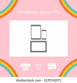Different modern personal gadgets. Tablet, phone icon