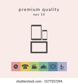 Different modern personal gadgets. Tablet, phone icon
