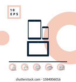 Different modern personal gadgets. Tablet, phone icon