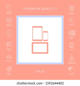 Different modern personal gadgets. Tablet, phone icon