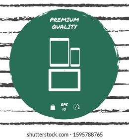 Different modern personal gadgets. Tablet, phone icon