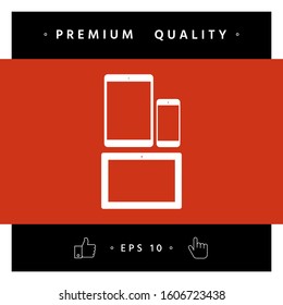 Different modern personal gadgets. Tablet, phone icon