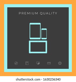Different modern personal gadgets. Tablet, phone icon