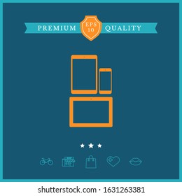 Different modern personal gadgets. Tablet, phone icon