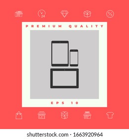 Different modern personal gadgets. Tablet, phone icon