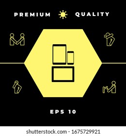 Different modern personal gadgets. Tablet, phone icon