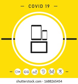 Different modern personal gadgets. Tablet, phone icon