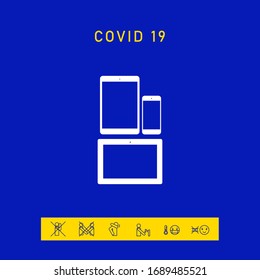Different modern personal gadgets. Tablet, phone icon