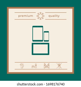 Different modern personal gadgets. Tablet, phone icon