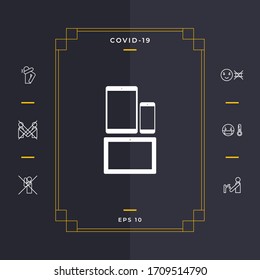 Different modern personal gadgets. Tablet, phone icon