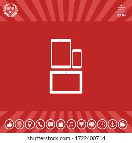 Different modern personal gadgets. Tablet, phone icon