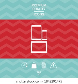 Diferentes artilugios personales modernos. Tablet, icono de teléfono
