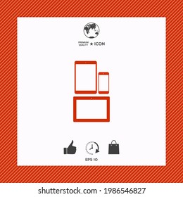 Diferentes artilugios personales modernos. Tablet, icono del teléfono. Elemento para su diseño