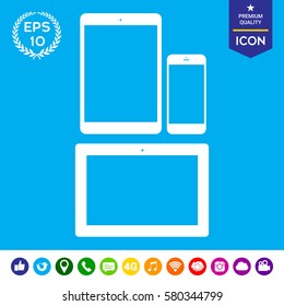 Different modern personal gadgets. Tablet, phone icon Different modern personal gadgets. Tablet, phone icon