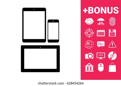 Different modern personal gadgets. Tablet, phone icon