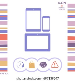 Different modern personal gadgets. Tablet, phone icon