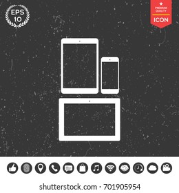 Different modern personal gadgets. Tablet, phone icon