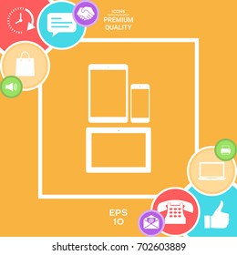Different modern personal gadgets. Tablet, phone icon