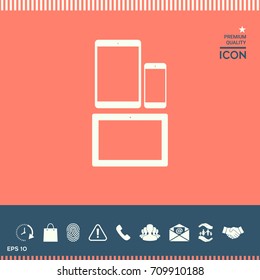 Different modern personal gadgets. Tablet, phone icon