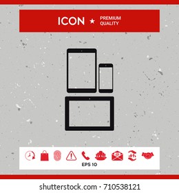 Different modern personal gadgets. Tablet, phone icon