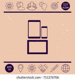 Different modern personal gadgets. Tablet, phone icon