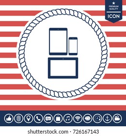 Different modern personal gadgets. Tablet, phone icon