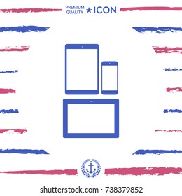 Different modern personal gadgets. Tablet, phone icon