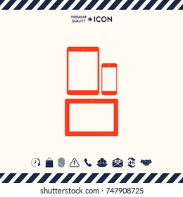 Different modern personal gadgets. Tablet, phone icon