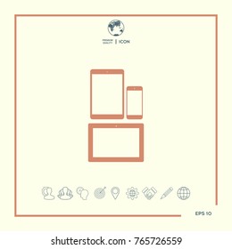 Different modern personal gadgets. Tablet, phone icon