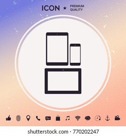 Different modern personal gadgets. Tablet, phone icon
